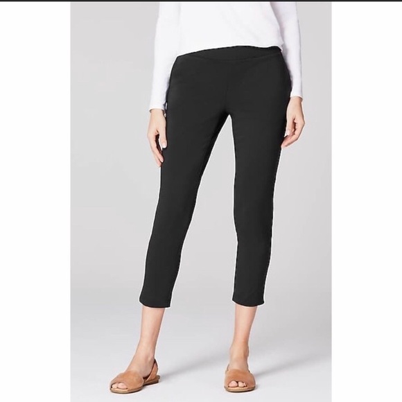 pureJill Pants - Pure Jill Slim-Leg Black Cropped Knit Pants XS
